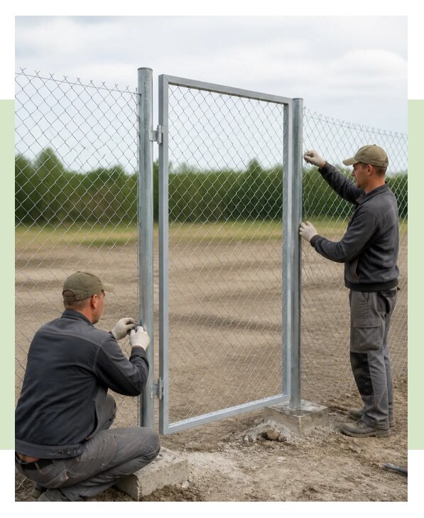 Изготовление и монтаж калитки из сетки рабицы в Ишимбае